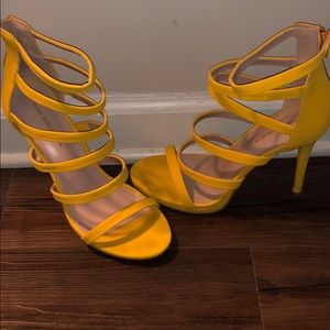 Yellow strap heels